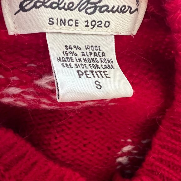 Retro Eddie Bauer Wool Alpaca Cardigan - Cozy Ski Style - Size Small Petite - Picture 9 of 9